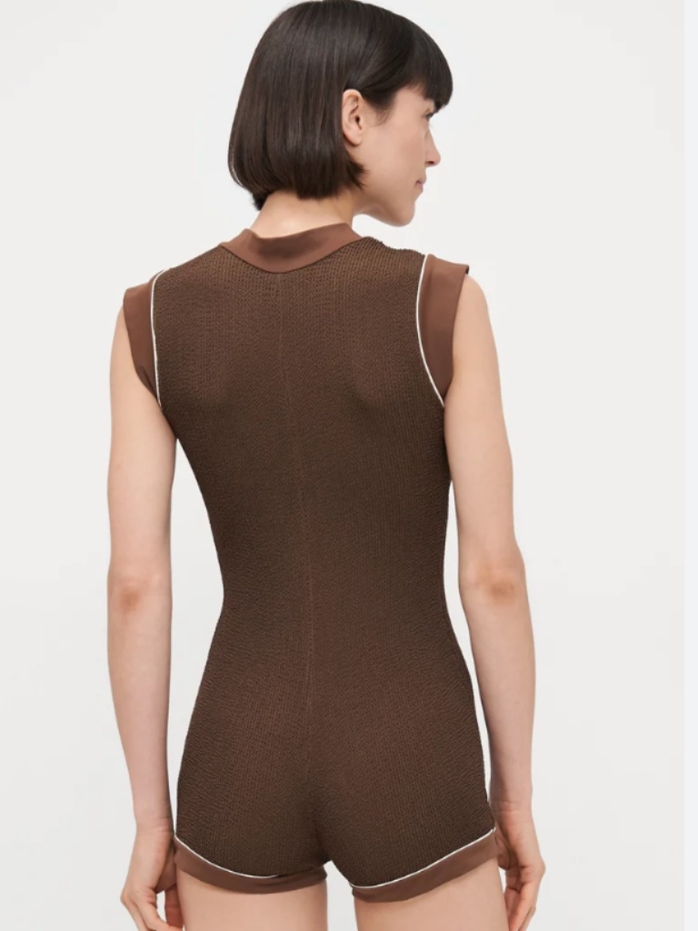 It's now cool Large L brown button up swimsuit chocolate butter one piece - Picture 2 of 9